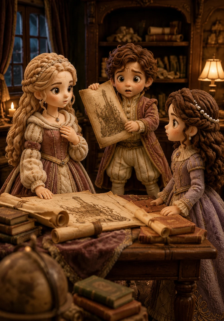 One evening, the tension broke when Lysandra confronted Mira in the study, noting how intensely her sister read the historical archives. Before Mira could fully explain her uncanny foresight, Cael burst through the doors, excitedly waving a detailed schematic of a steam engine. In the tense silence that followed, the three siblings realized none of them were ordinary children.