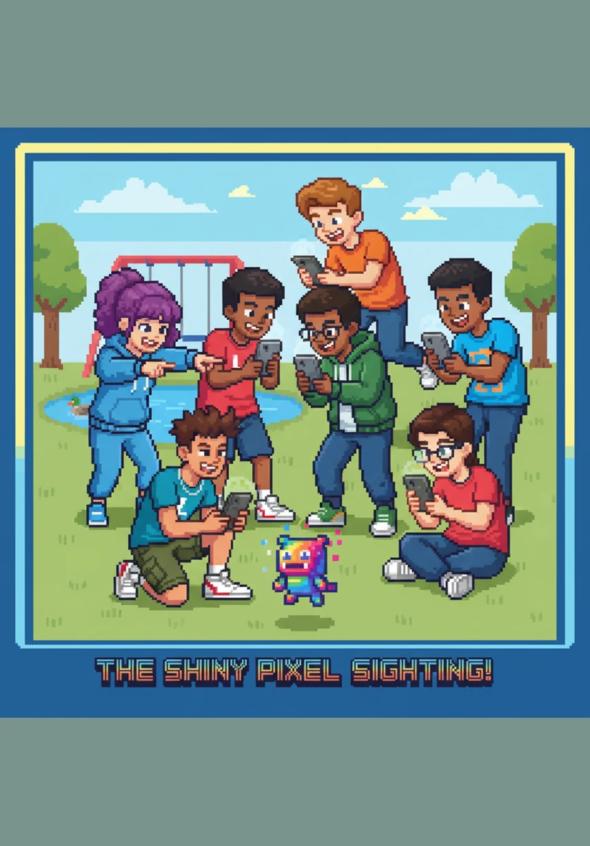 In the local park, Leo and a massive crowd of strangers suddenly sprint toward a fountain with their eyes glued to their screens. They are all chasing a rare digital creature, united by a mobile game that has turned the entire world into a giant, interactive playground.