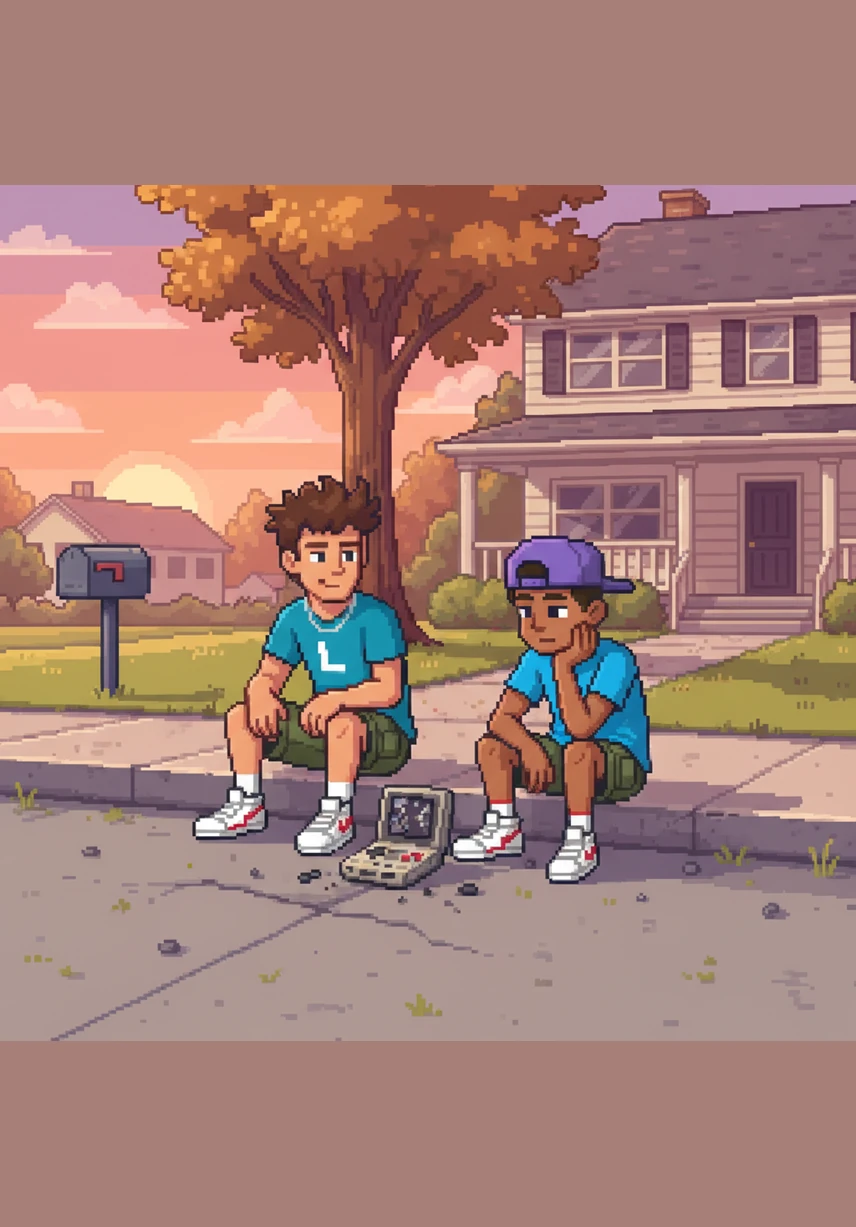 As the sun begins to set over the suburbs, Leo and his best friend sit on a curb, sharing a single pair of tangled white wired earbuds. They listen to the latest synth-pop hits on a streaming app, the melody echoing the feeling of endless summer nights and teenage dreams.