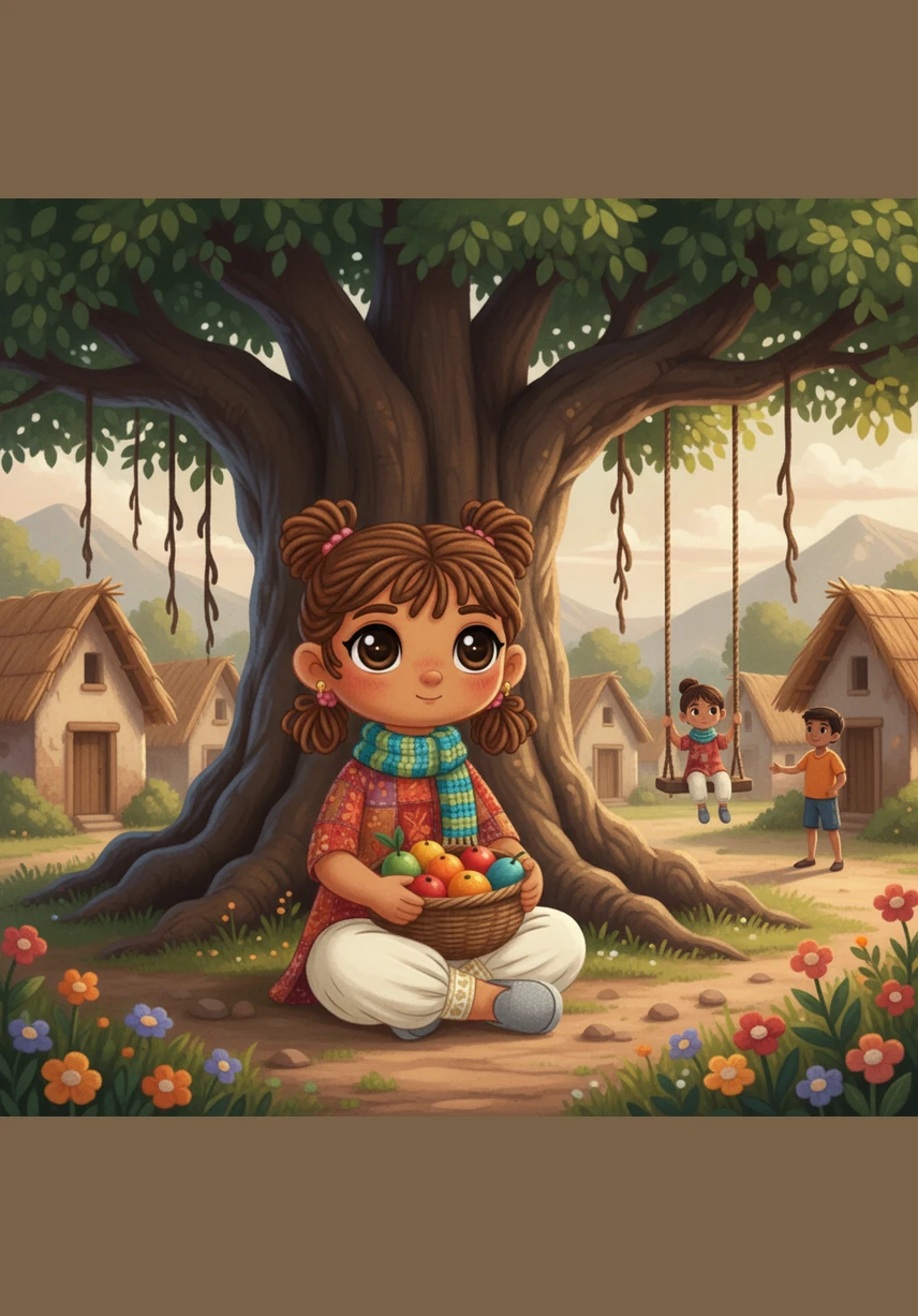 अंजलि धीरे-धीरे सड़क पर चलने लगती है और उसके छोटे कदम मिट्टी पर हल्की आवाज कर रहे हैं। उसे महसूस होता है कि रात में गांव का हर कोना कुछ अलग और थोड़ा रहस्यमयी लग रहा है।