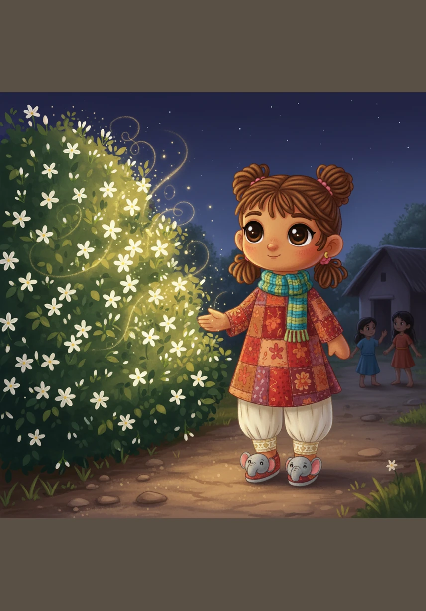 सड़क के किनारे खिले रात की रानी के फूलों की खुशबू पूरी हवा में घुल गई है। अंजलि को लगता है जैसे ये फूल रात के अंधेरे में मुस्कुरा रहे हैं और उसे अपनी ओर बुला रहे हैं।