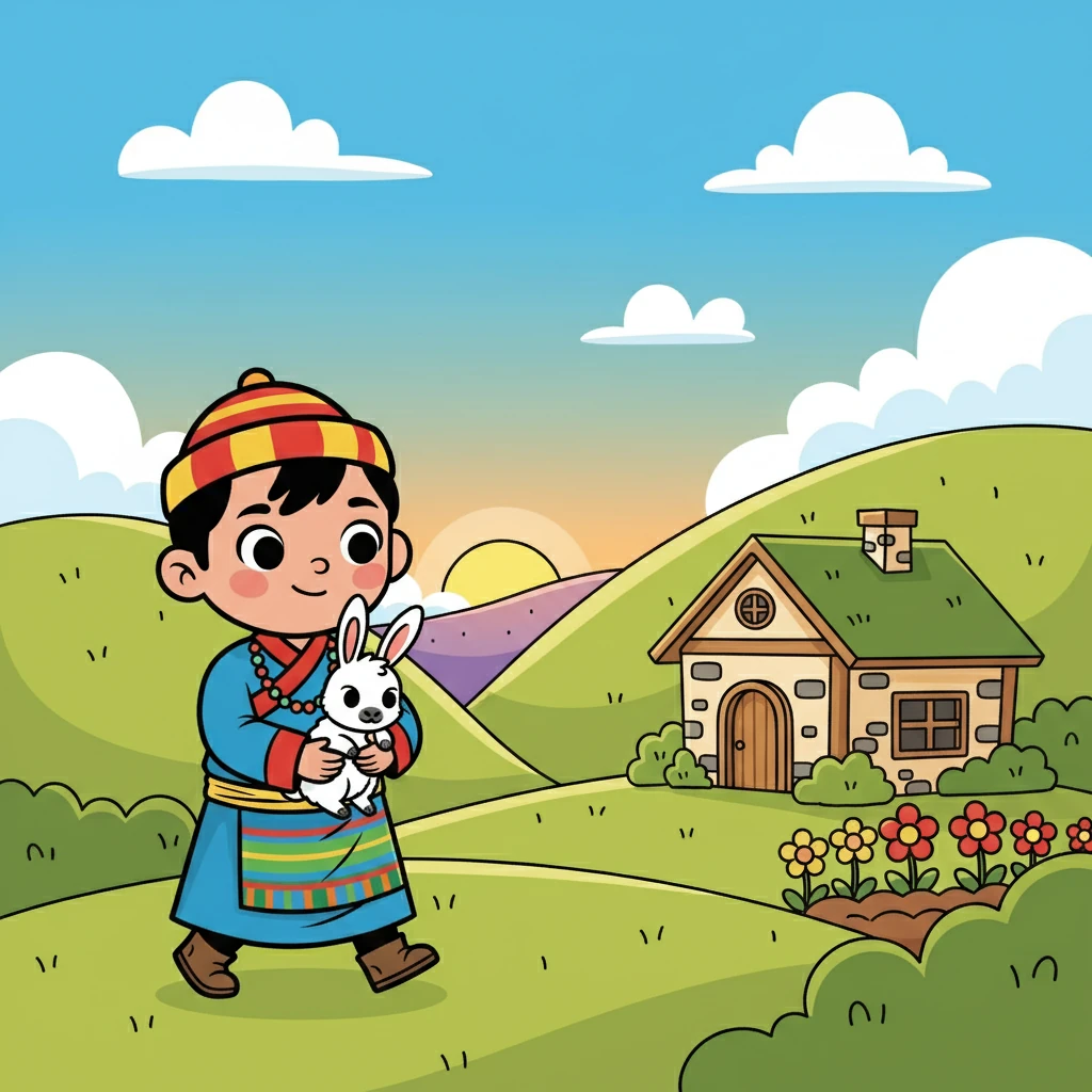བསོད་ནམས་ཀྱིས་རི་བོང་དེ་ཁྱེར་ནས་ཁྱིམ་དུ་ལོག་སྟེ་གསོ་རེས། ཁོས་དུས་ཚོད་མང་པོ་བཏང་ནས་རི་བོང་ལ་བརྩེ་བ་དང་སེམས་ཁུར་བྱས།