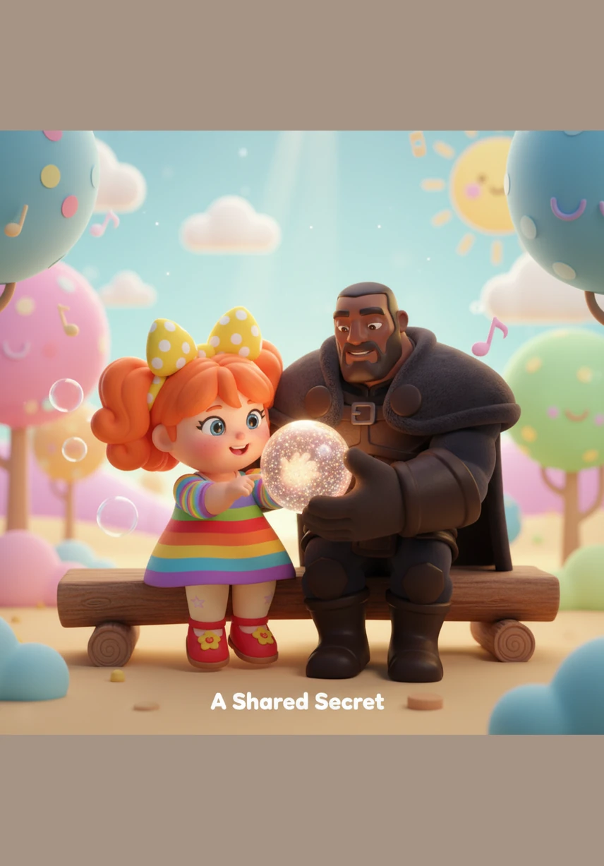 They sit together on a weathered stone bench as the sun sets, casting a soft purple glow over the landscape. Lily chatters happily about the flowers in her garden, and for the first time, a small, genuine smile tugs at the corners of Kaelen’s mouth.