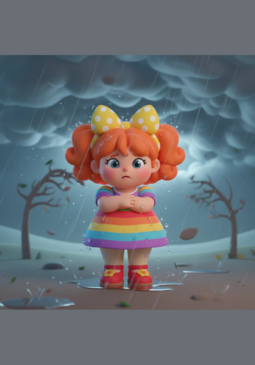 A sudden mountain storm rolls in, turning the sky a heavy gray and threatening to dampen Lily’s bright mood. She shivers in the sudden cold rain, feeling small and out of place as the wind begins to howl through the trees.