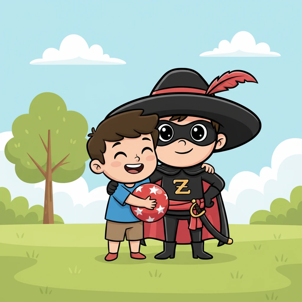 Ο Λέο έπιασε τη μπάλα του και το πρόσωπό του έλαμψε από χαρά. «Σ' ευχαριστώ, Δημήτρη! Είσαι ο καλύτερος!» είπε, αγκαλιάζοντας τον φίλο του. Ο Δημήτρης ένιωσε μια ζεστασιά στην καρδιά του, συνειδητοποιώντας ότι η βοήθεια ήταν πιο δυνατή από κάθε σπαθί.