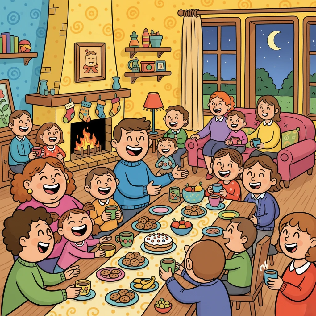 Dans une grande maison, une joyeuse réunion de famille bat son plein. Des rires et des conversations animées remplissent l'air, alors que les proches de Lilou se retrouvent.