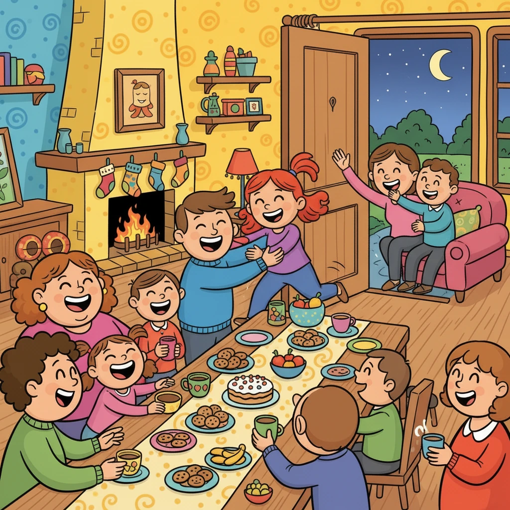 Elle embrasse rapidement sa famille et sort précipitamment, déterminée à secourir son amie.