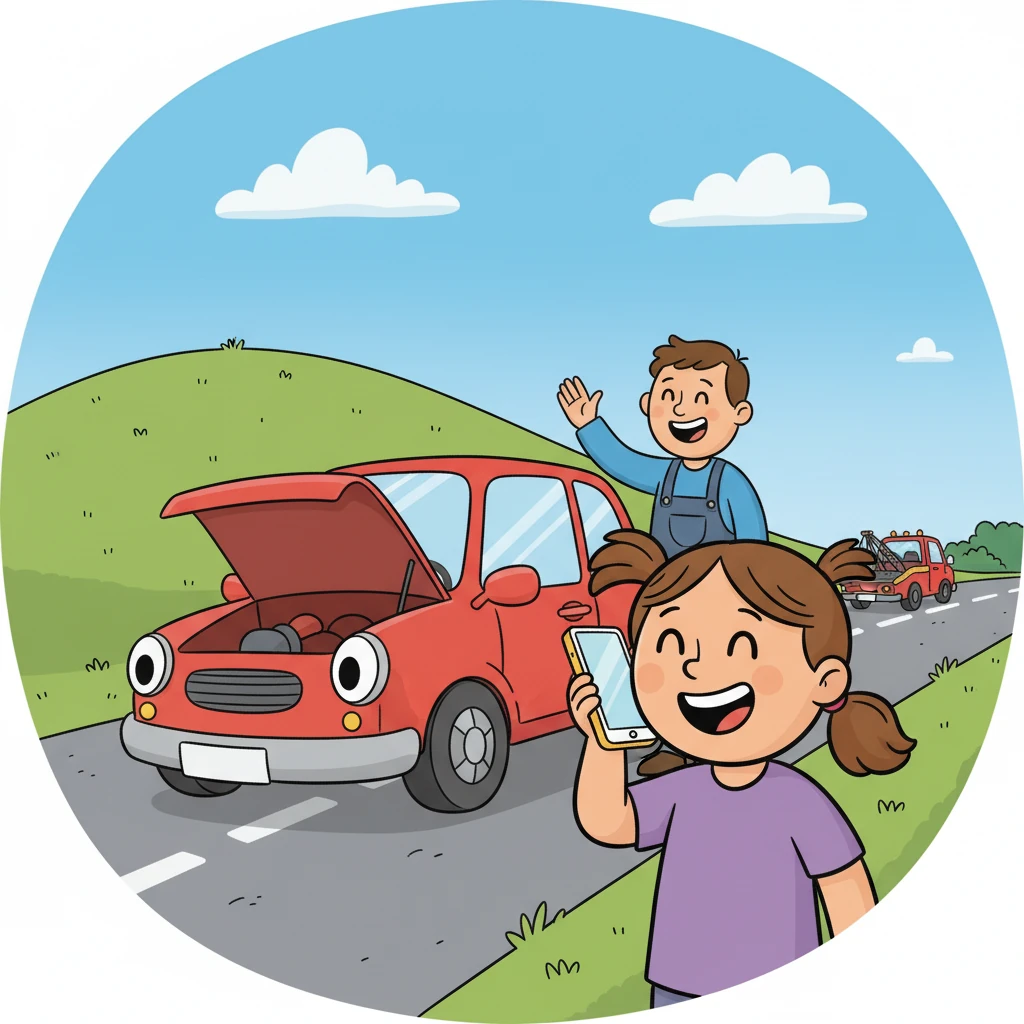 Quelques minutes plus tard, Cyrielle rappelle Lilou, cette fois pour lui annoncer qu'un automobiliste compatissant l'a déjà aidée.