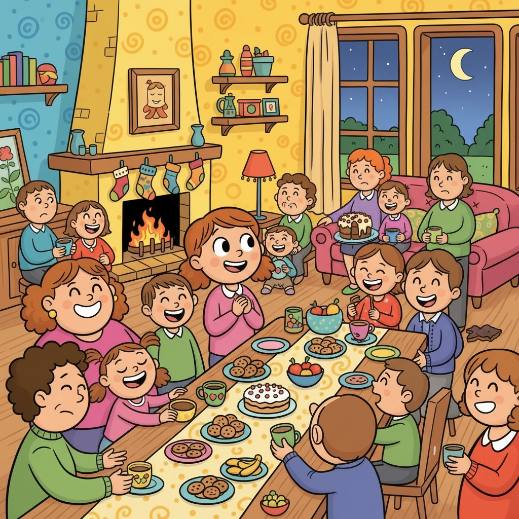 Elle sourit, comprenant l'amour et les attentes de sa famille, malgré leurs maladresses.