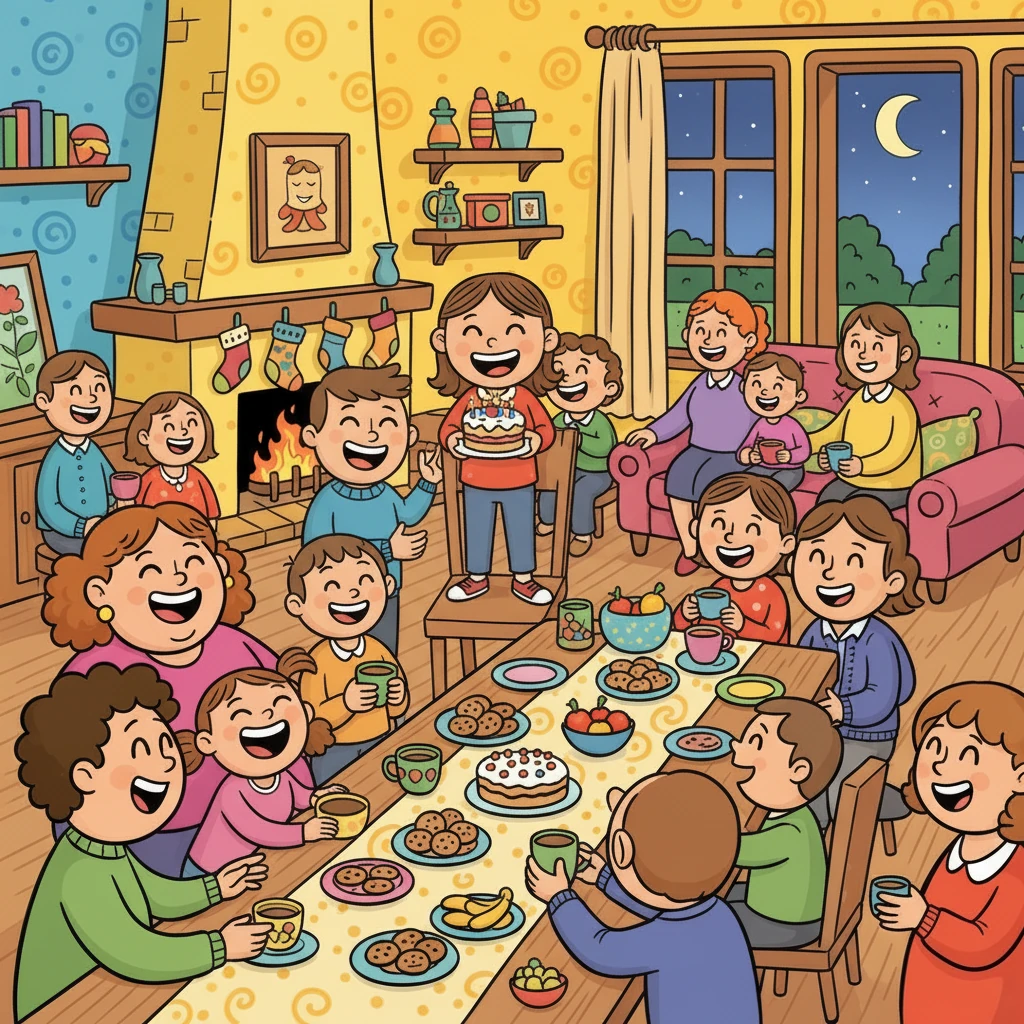 La famille se réunit autour de Lilou, oubliant les tensions passées.