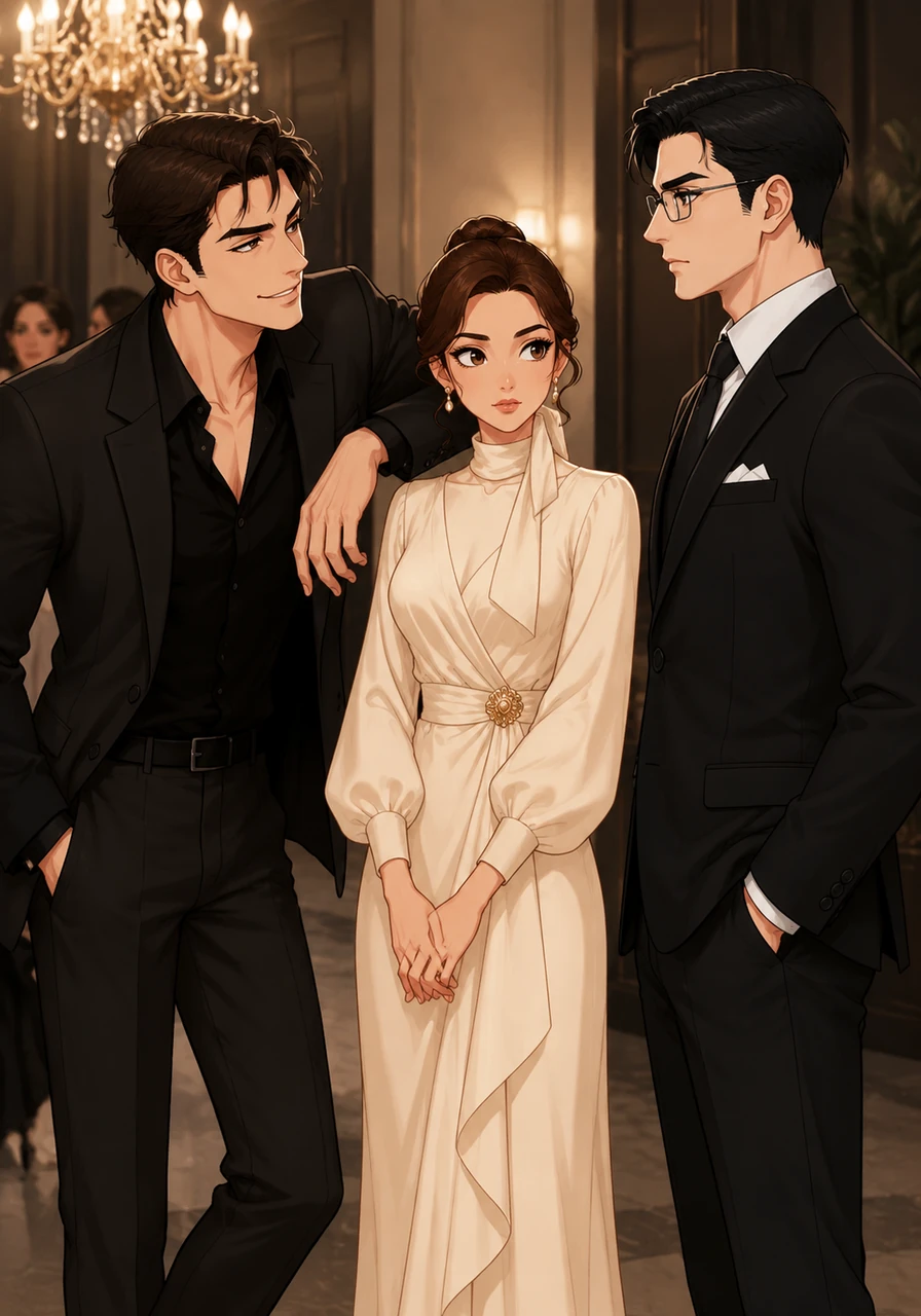 Sebastian Laurent, Elias’s oldest friend and most reckless confidant, joins them with a smirk, ready to poke at the cracks in their perfect facade. He is the only one brave enough to mock the powerful heir, but even he treads carefully around the quiet intensity of Amara’s devotion.