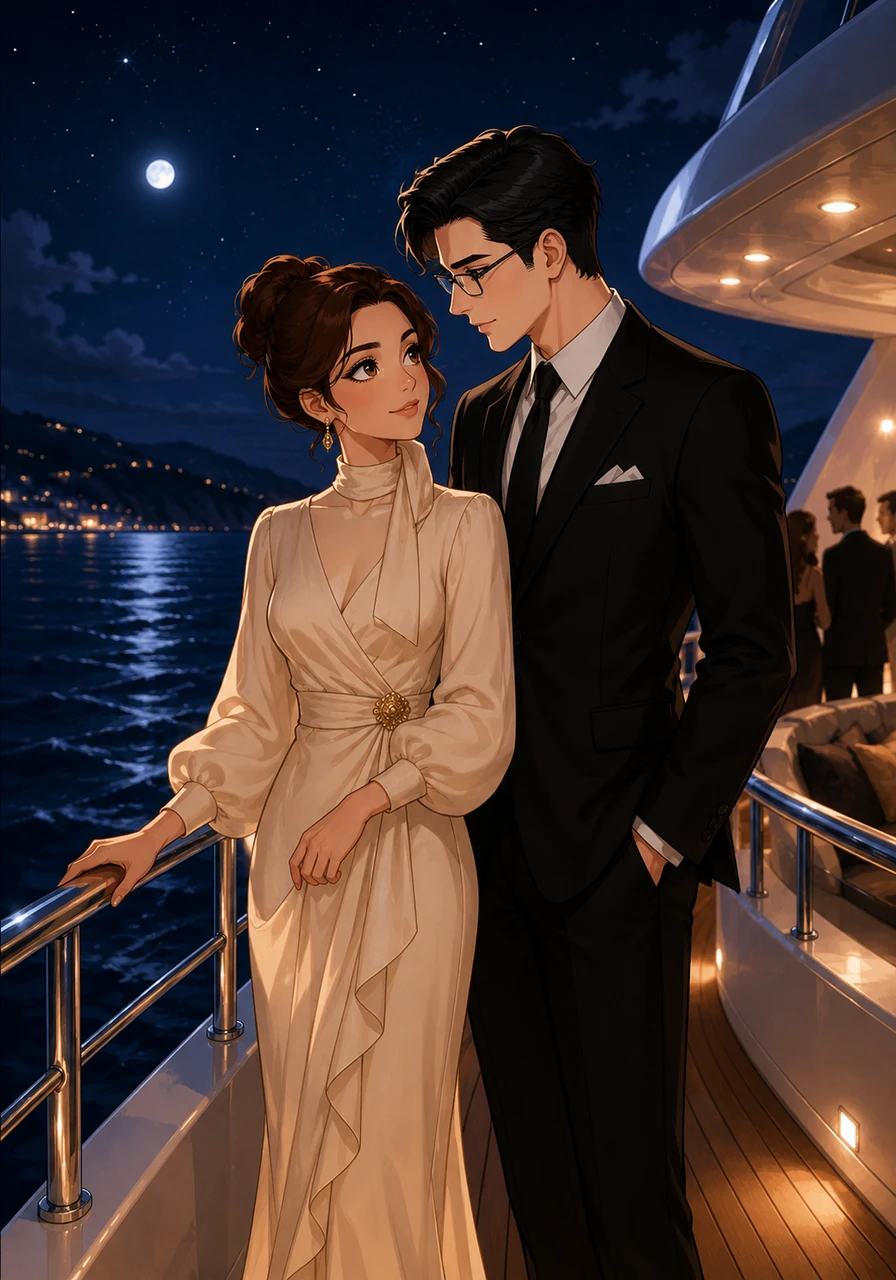 As the night wind sweeps across the Mediterranean, Elias and Amara stand together at the railing, away from the noise of the party. In the shadows of the yacht, they share a look of profound understanding, knowing that their love is a beautiful, gilded cage that neither of them ever intends to leave.