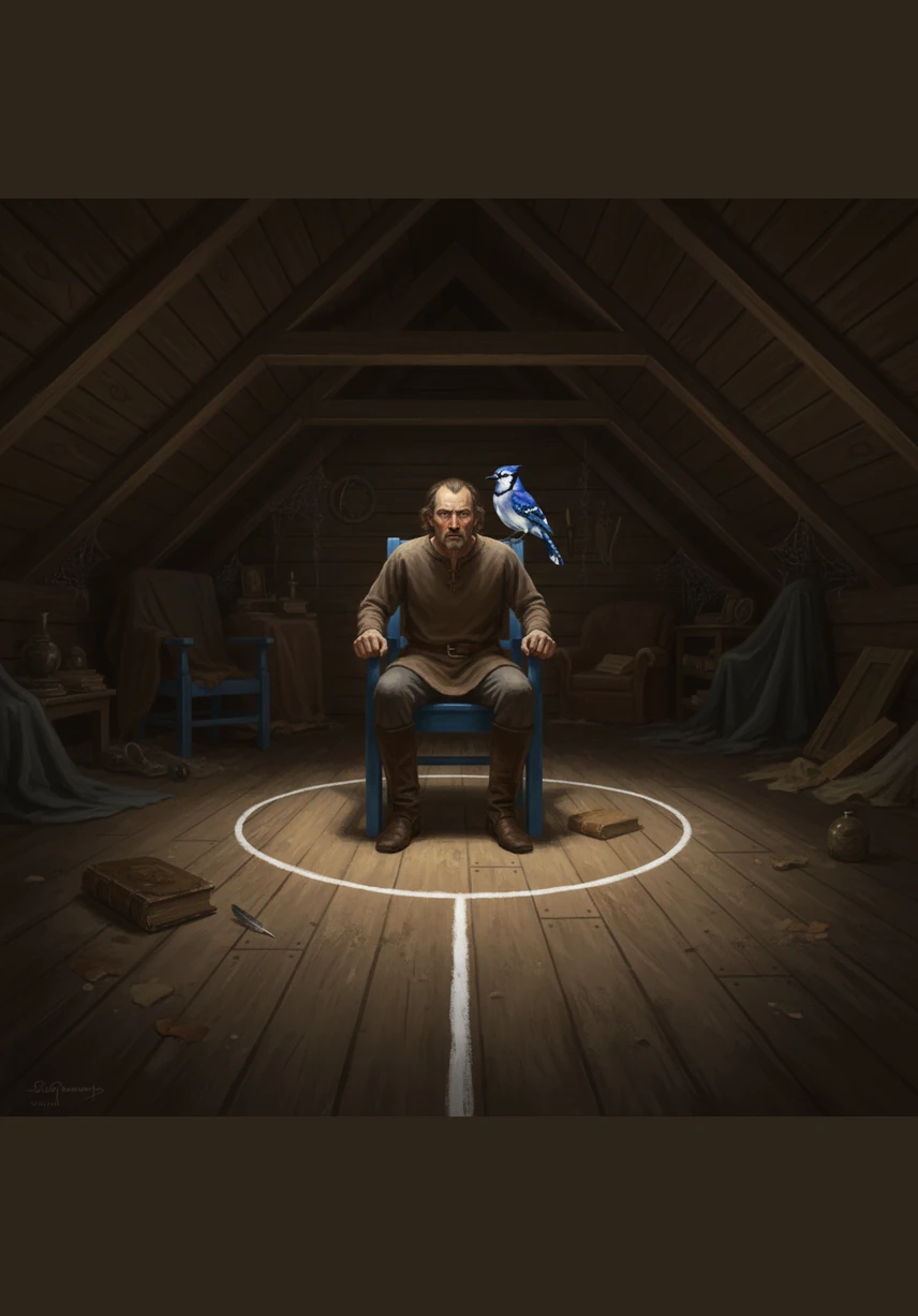 The blue chair sits exactly three inches away from a stark white chalk line that divides the attic floor in two. To Silas, this line is an unbreakable wall, a sacred boundary between his small safety and the terrifying unknown of the rest of the room.