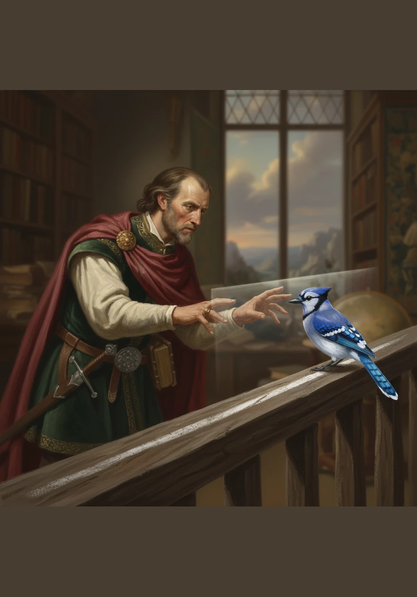 Silas feels a sudden, overwhelming surge of longing and leans forward, his fingers reaching out toward the bird's bright feathers. For the first time in an eternity, his hand passes through the invisible barrier above the chalk line.