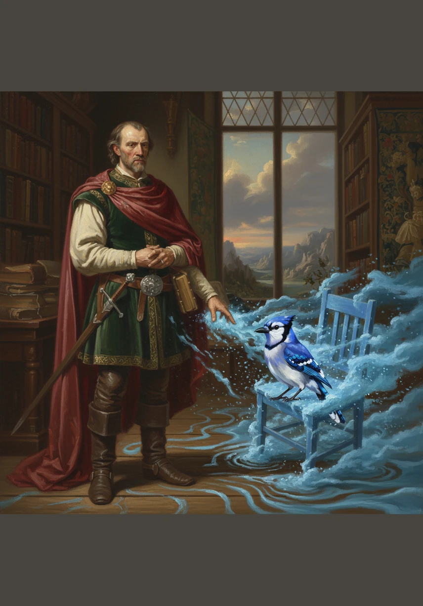 As his fingertips touch the floor on the other side, the wooden planks begin to ripple like water and the blue chair starts to dissolve into a cloud of sapphire mist. The boundary wasn't there to keep the world out, but to keep him trapped within a cage of his own making.