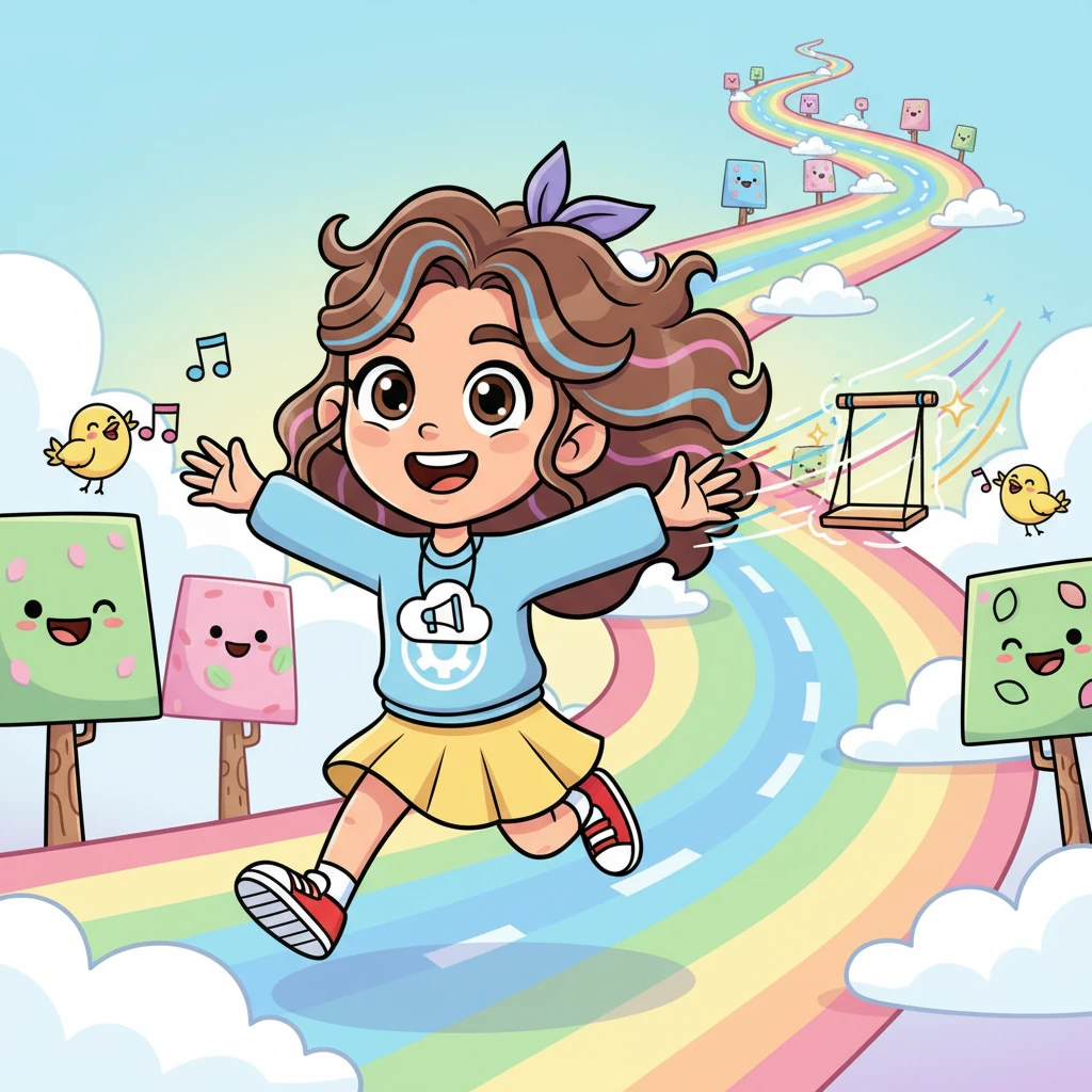 Her complaint, a tiny, sparkling message shaped like a mini swing, zoomed off! It traveled through a fantastical digital highway made of rainbows and fluffy clouds, zipping past smiling digital trees and singing birds.