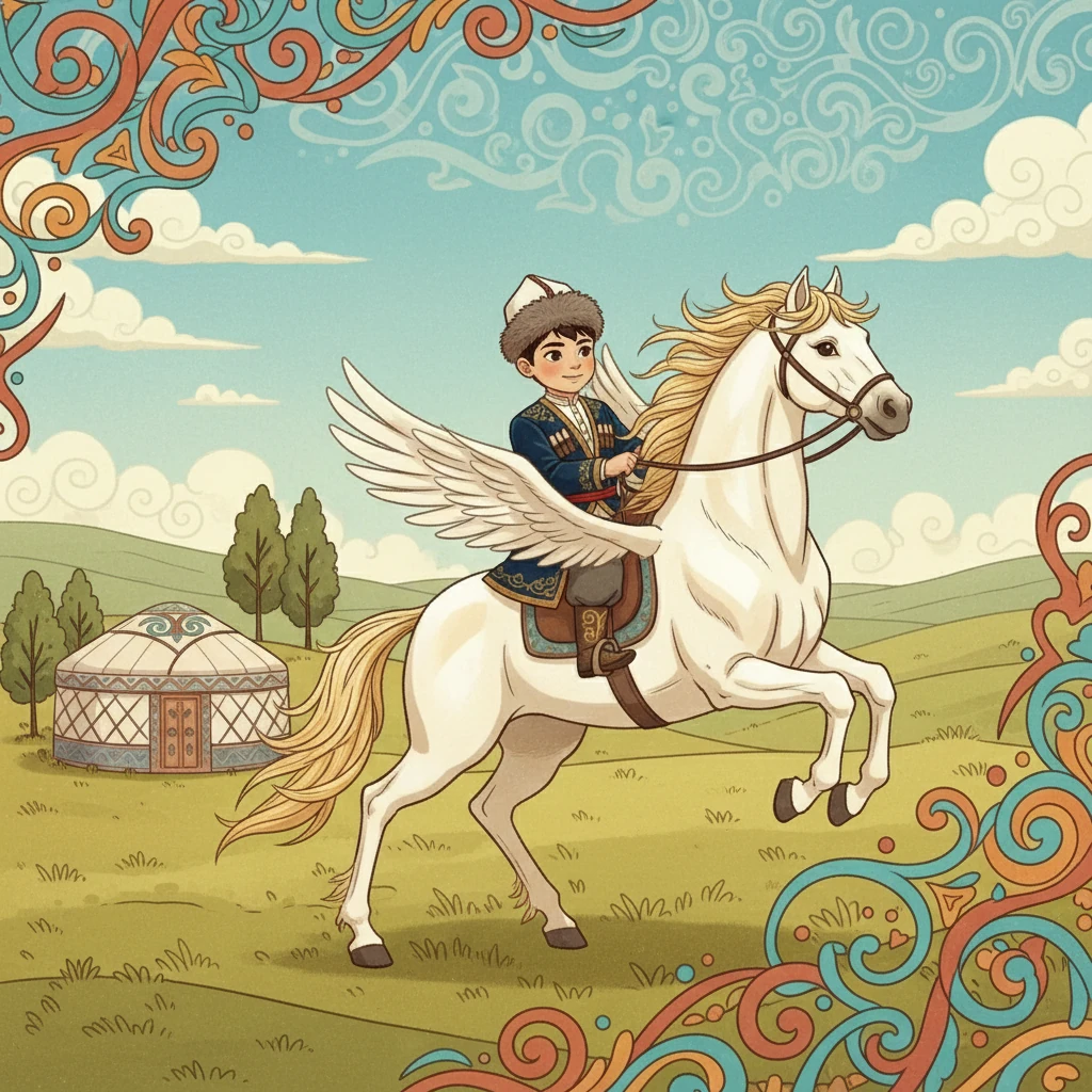 Бала тайға тоқым салғанда, тай дөненге, ер салған кезде бес жасар жүйрікке айналды. Бала мініп үлгергенде, ат тұлпар кейіпке еніп, ерекше жылдамдықпен қозғала бастады. Бала аттың сиқырлы екенін түсінді.