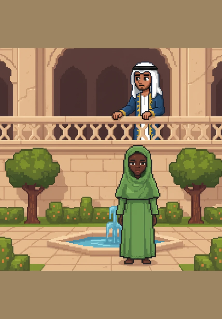 Prince Abdul watched from the high balconies of the palace gardens, drawn to the woman who refused to be invisible even in her emerald robes. He had seen many people of status, but none possessed the fierce clarity and unyielding spirit that radiated from the Ethiopian captive.
