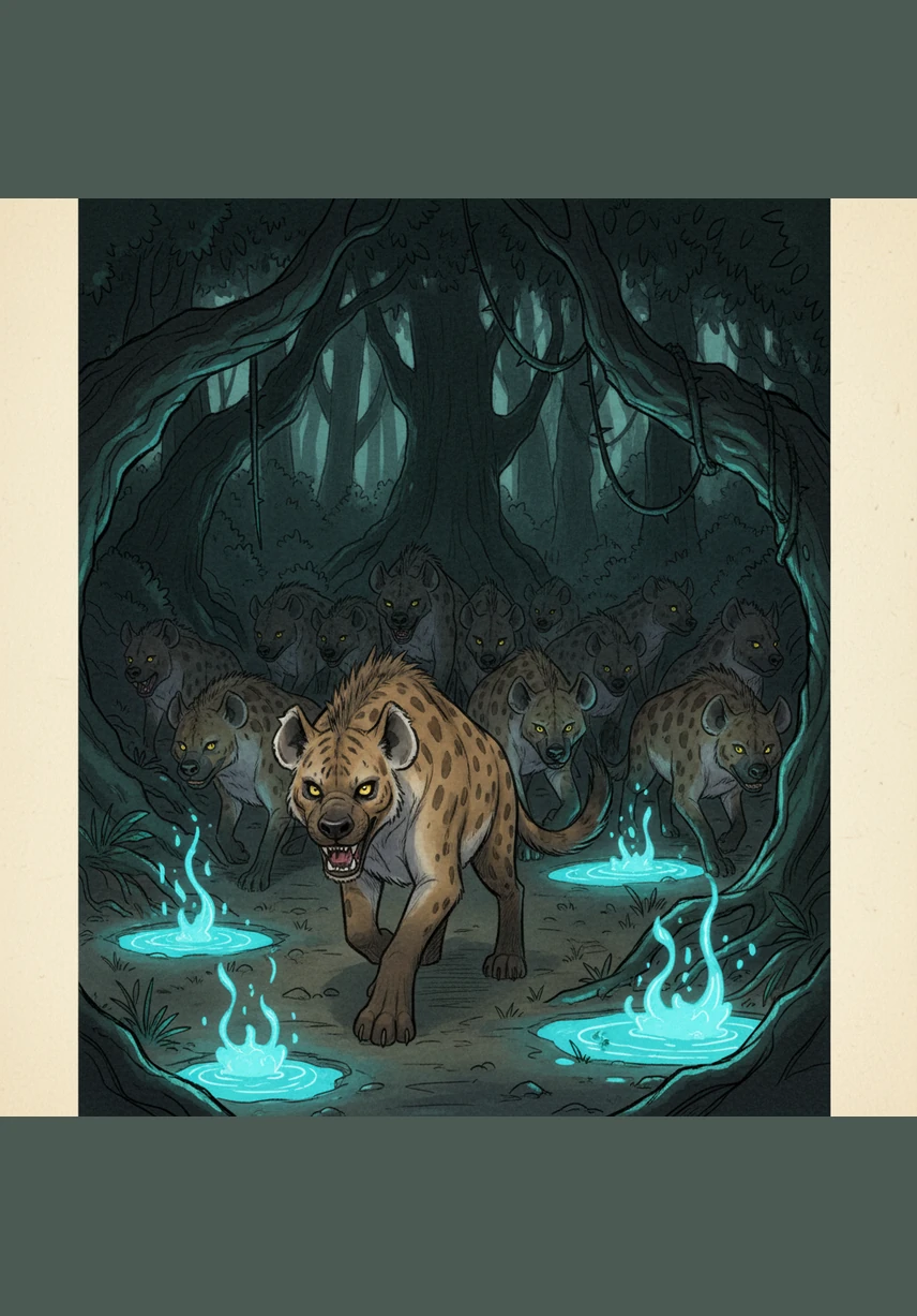 However, a shadow loomed from a massive, dark jungle controlled by a pack of power-hungry hyenas who thrived on chaos. Their only goal was to invade peaceful lands and steal a precious, glowing liquid that served as the lifeblood of the animal kingdoms.