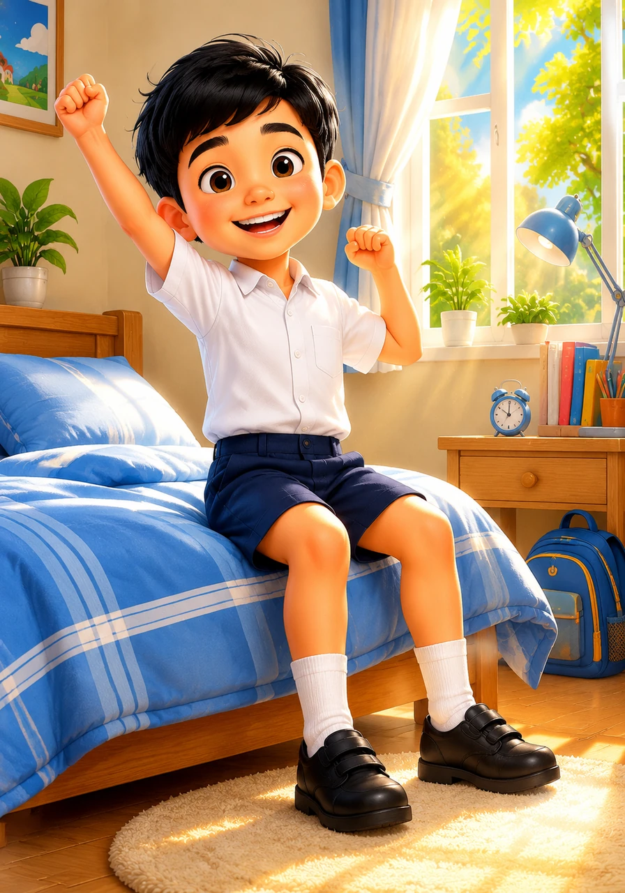 Keesokan harinya, Bima bangun dengan tubuh yang terasa sangat ringan dan penuh energi untuk kembali berangkat sekolah. Ia tidak lagi merasa cepat lelah dan wajahnya tampak lebih cerah serta penuh semangat sepanjang hari.