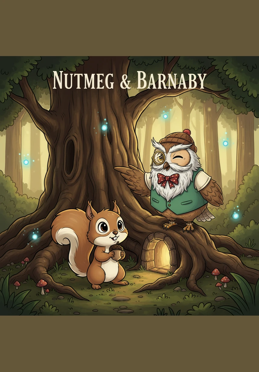 Nutmeg the squirrel was foraging for winter supplies when he noticed a piece of crinkled parchment tucked beneath the roots of the Ancient Oak. As he brushed away the dry leaves, he realized it was a dusty map marked with a mysterious golden X.