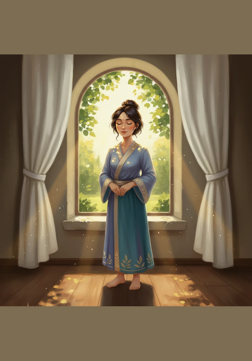 Every morning, Elara stands before her window and whispers a powerful mantra into the quiet air to set her intention. She feels a sense of inner strength growing within her, like a sturdy tree anchoring itself deep into the earth.