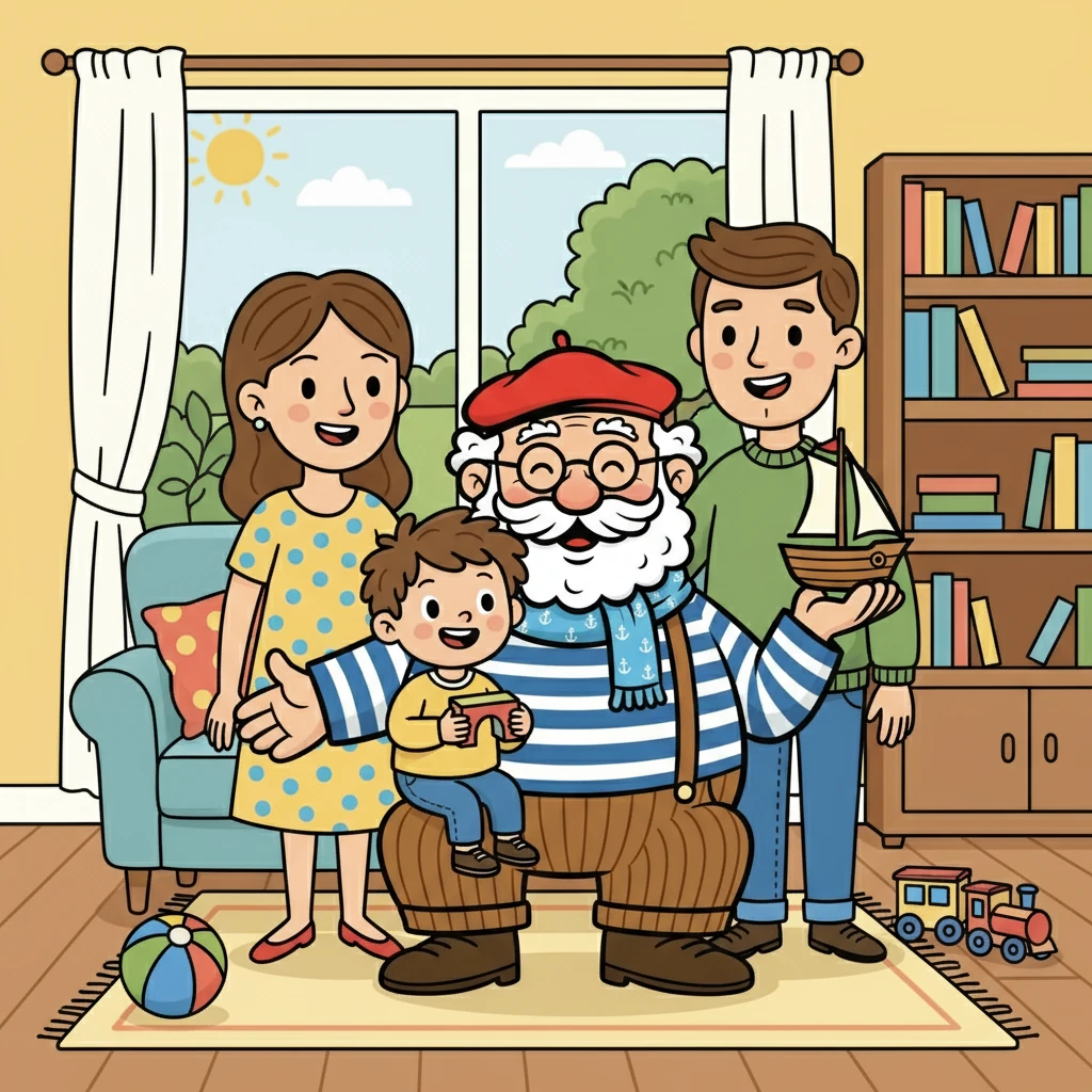 De temps en temps, les grands-parents de Tobi viennent leur rendre visite. Ils partagent des moments précieux, se racontant des souvenirs et se transmettant l'amour familial. Ces visites sont toujours des moments de bonheur.
