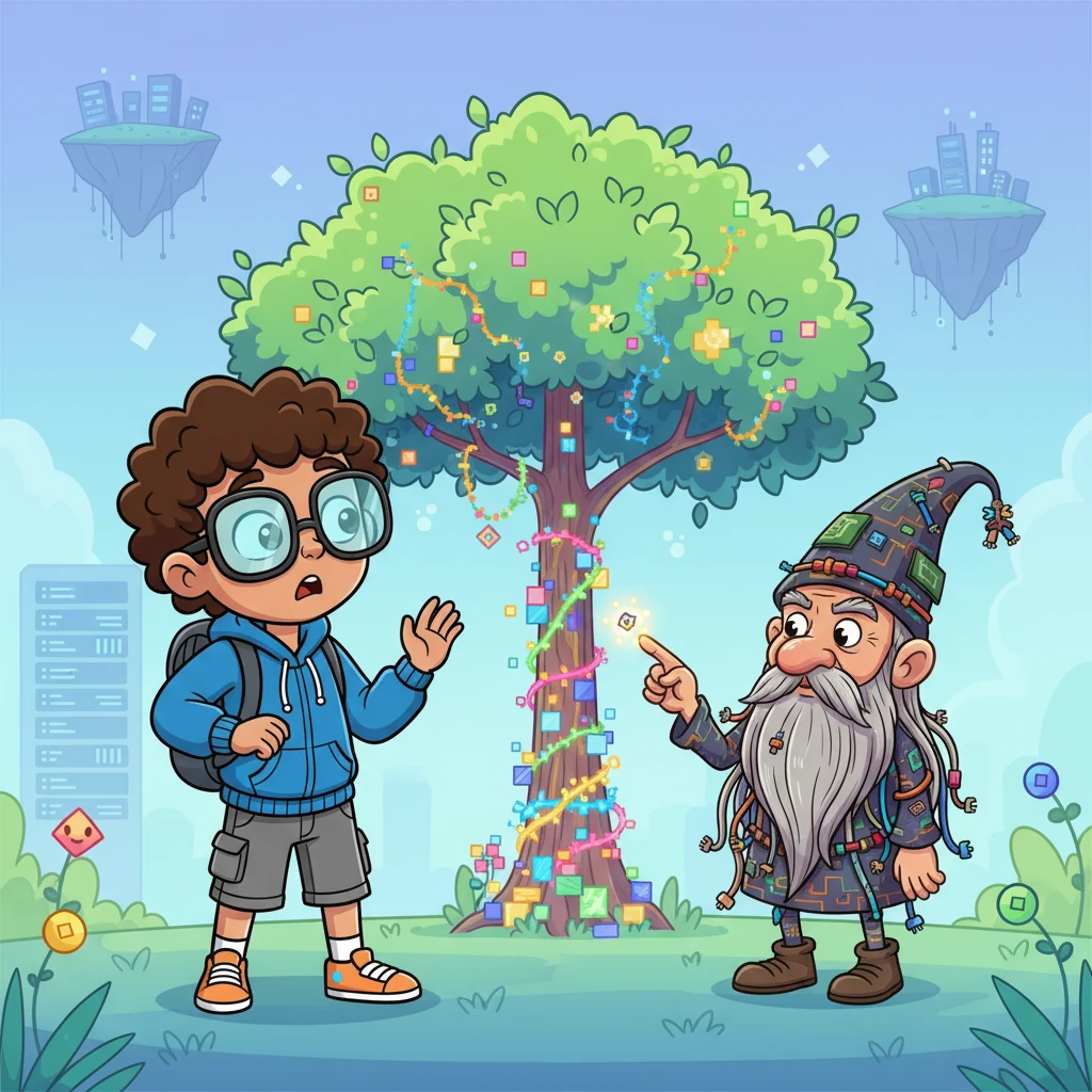 A wise old Data Gnome, with a beard made of tangled wires, appeared before Pixel. "Our Global Network Garden needs protecting, young Pixel!" he exclaimed, pointing to the growing glitches. "A new Security Policy must be implemented, everywhere!"