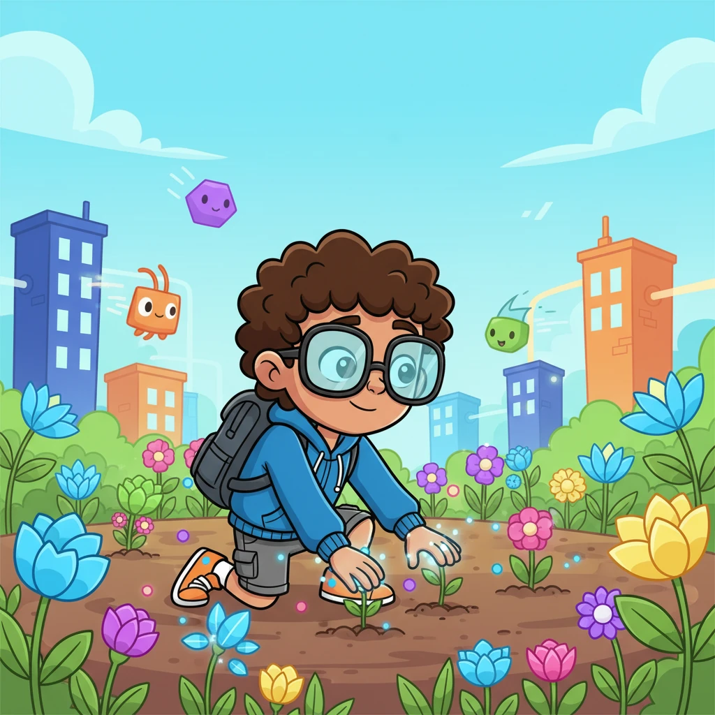 The Global Network Garden transformed! It was now a bright, secure place, free from glitches and phantoms. Colorful digital flowers bloomed, and everyone felt safe to explore and create, thanks to the new security policy.