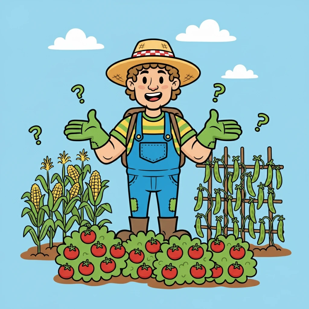 Let's play a game! Can you find the corn, the tomatoes, and the beans?