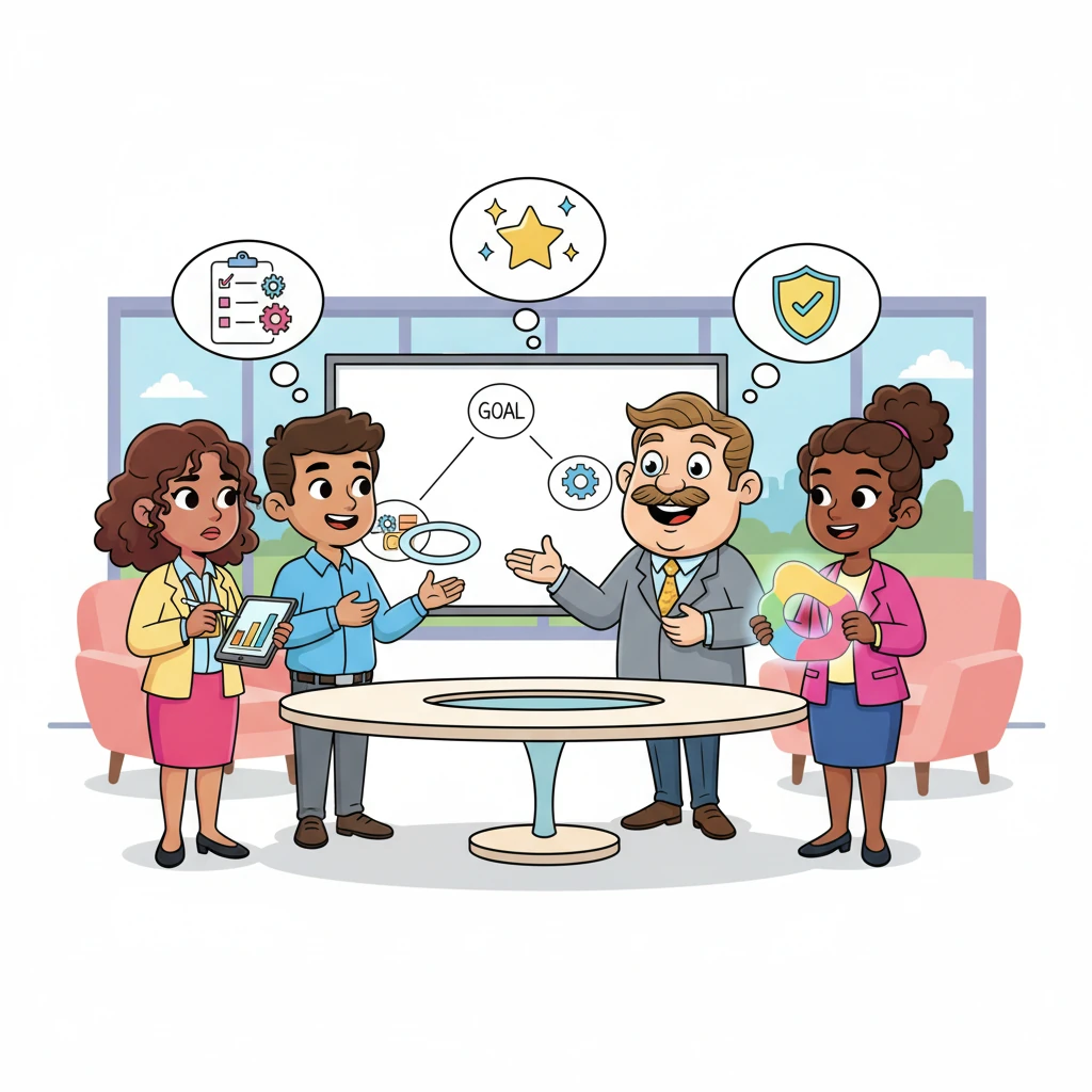 Madison explains she wants the project to be truly innovative and stand out, while Haley admits she's worried about meeting strict technical requirements without burning out the team. Jayden adds that he wants the workflow to be super smooth and efficient for everyone. Keith helps them see their shared interest: everyone wants a successful, high-quality project delivered on time.