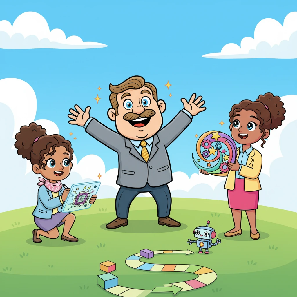 With a new understanding, Keith beams. 'Excellent! Now that we know what's truly important to each of us, let's brainstorm a gazillion ways we can make all those things happen together!' He encourages them to think outside the box, throwing out even the silliest ideas. Madison sketches a giant, whimsical logo, Haley draws a super-speedy computer chip, and Jayden designs a fun, winding path for tasks.