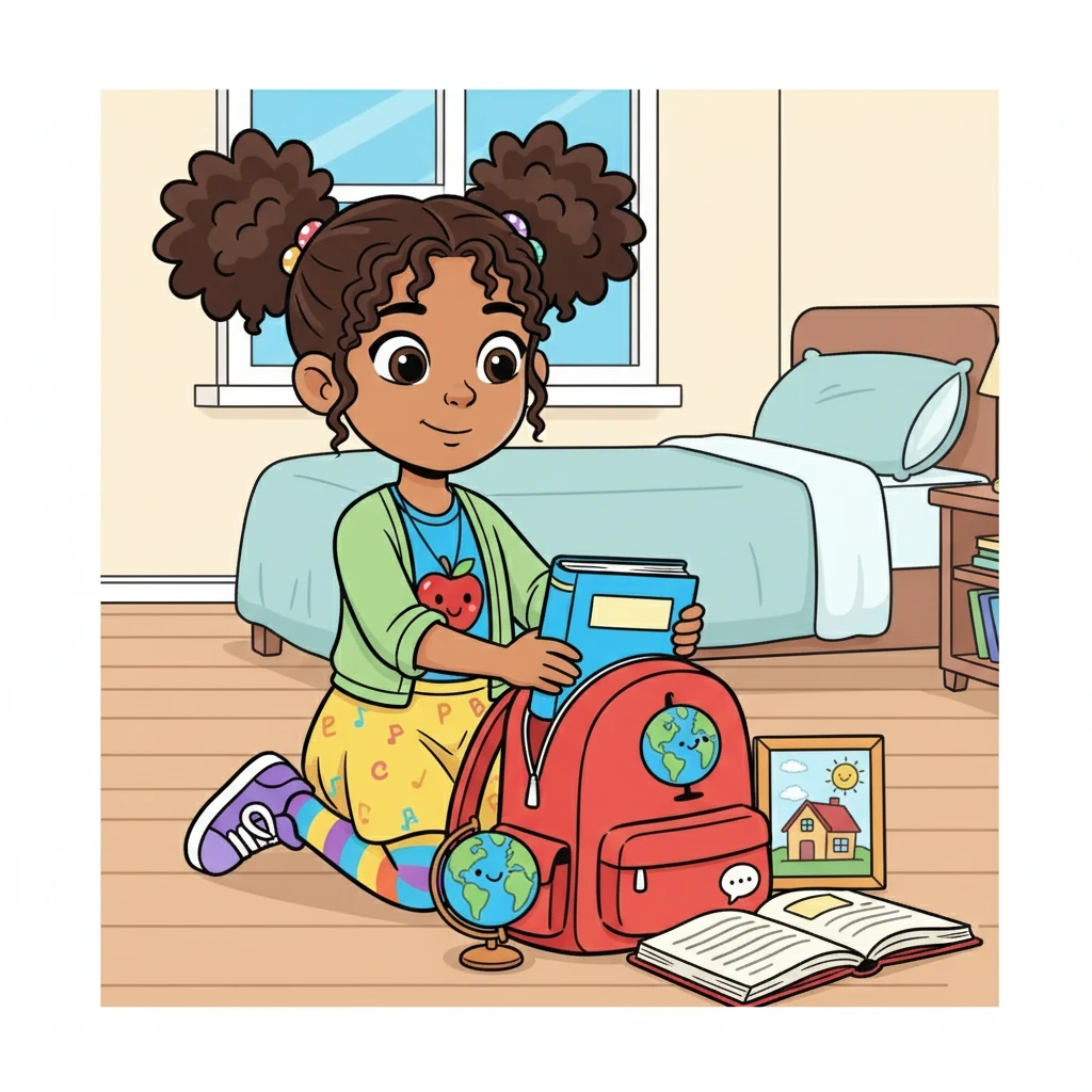 Packing her bags, Ayanat carefully chose her belongings. She wanted to bring a piece of her home with her. She also packed her English textbooks.