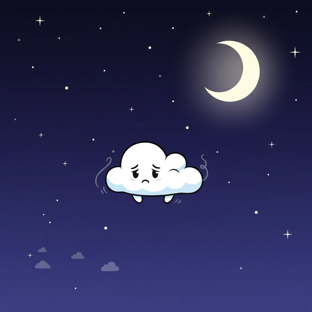 Suddenly, the vastness of the night sky felt a little overwhelming, and Fluffernutter realized it was quite far from its cloud friends. A tiny wisp of loneliness curled around the playful cloud, making it feel a little lost.