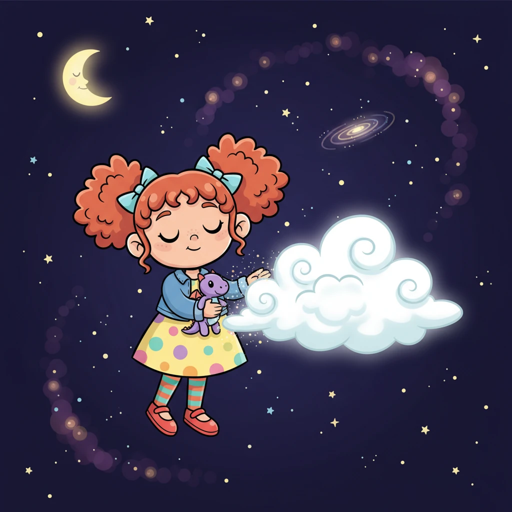 Together, Pip and Fluffernutter slowly drifted back across the starlit expanse. Pip hummed a soft, comforting tune, a melody made of starlight and gentle breezes, guiding the playful cloud home.