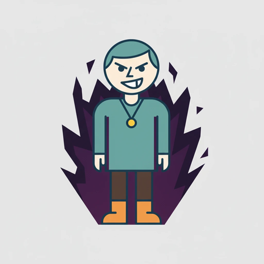 Kael's expression shifts, his features twisting into an arrogant, almost sinister sneer. His eyes narrow with fierce determination, declaring his unwavering resolve to become the strongest. A dark aura seems to emanate from him.