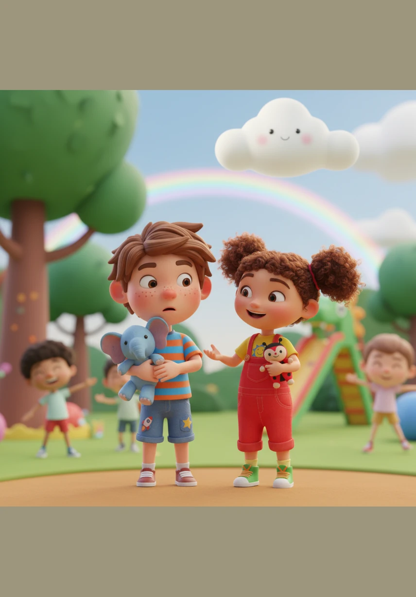 Leo’s mom brings out a tray of cold lemonade and apple slices, providing a much-needed break for the busy adventurers. They sit in a circle on the grass, sharing stories and giggling about their imaginary kingdom.