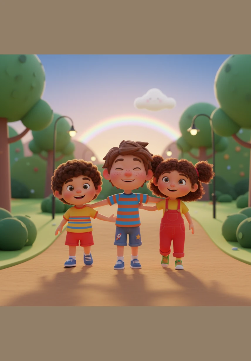 As the shadows grow long, the neighborhood feels peaceful and full of magic. The children slow down, walking together and talking about what grand games they will play tomorrow.