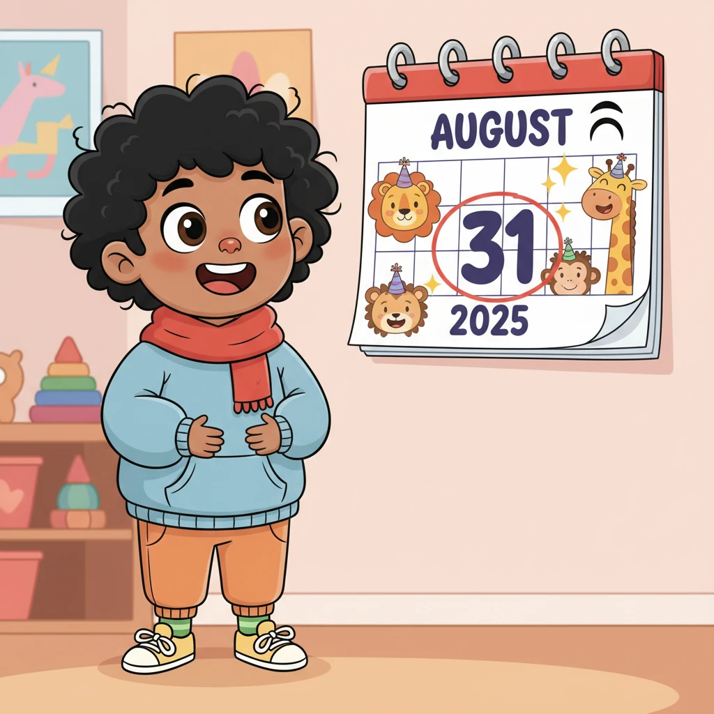 Her eyes drifted to the bright, cheerful calendar hanging on the wall, its big, bold numbers proclaiming August 31st, 2025. It was a whimsical calendar with playful animal illustrations, and the date seemed to wink at her.