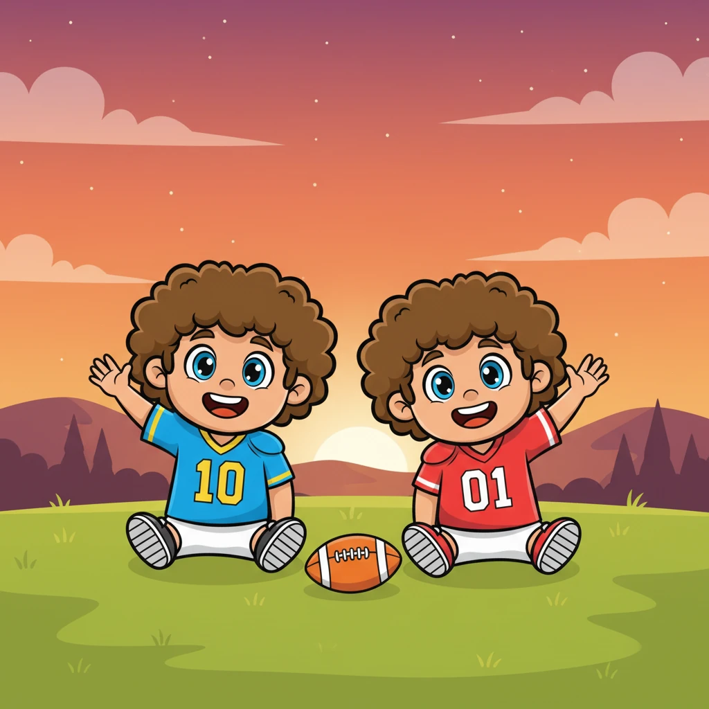 As the sun begins to set, painting the sky in warm oranges and purples, Leo and Gloop sit side-by-side, sharing a big, happy smile. The football rests between them, a symbol of their unexpected friendship and their shared love for the game. They wave goodbye, promising to play again tomorrow.