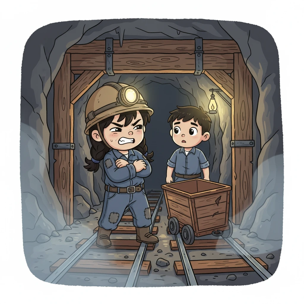 一天，礦車呼嘯而過，小米來不及躲閃，手臂被重重撞傷。她緊咬著牙關，忍著劇痛，卻依然對阿魯說：「阿魯，加油！」她的堅強讓阿魯心疼不已。