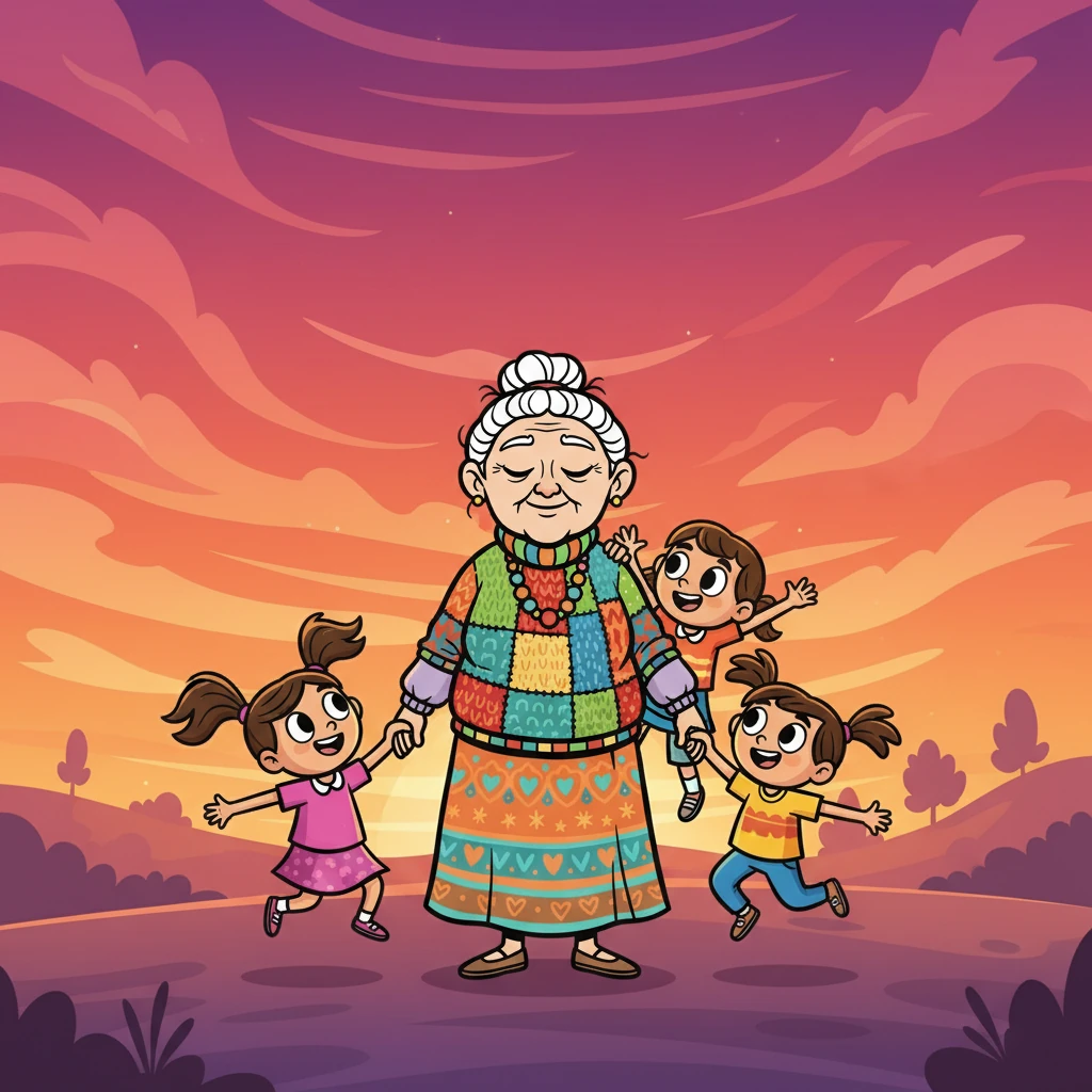 Elara closed her eyes, the setting sun painting the sky in hues of orange and pink. Her grandchildren surrounded her, their faces alight with anticipation. "Make a wish, Granny!" they chanted, their voices filled with excitement.