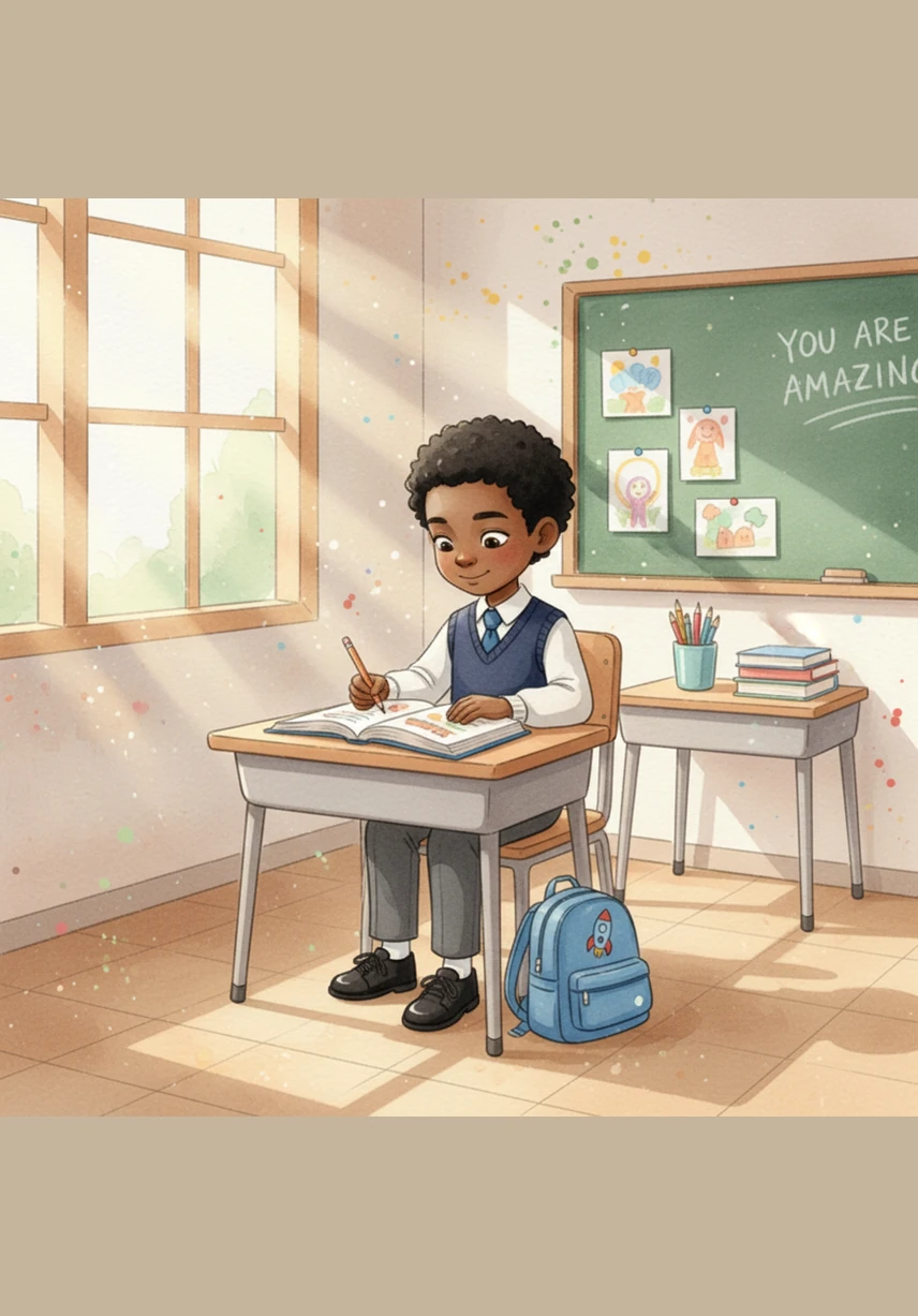 في المدرسة، كان خيال كريم يطير دائماً بعيداً خلف جدران الفصل الدراسي. وبينما كان زملاؤه يركزون في دروسهم، كان هو ينظر إلى الغيوم من النافذة ويرى فيها أشكال تنانين وقلاعاً طائرة تنتظر من يكتشفها.