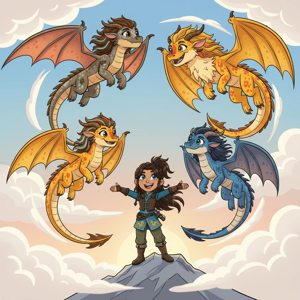 Years passed, and the four female dragons grew into stunning, powerful creatures. They soared through the skies, their telepathic laughter echoing, their bond with Raiden growing stronger with every shared adventure. "We love you, Raiden," they'd often think, a chorus of gratitude filling her mind.