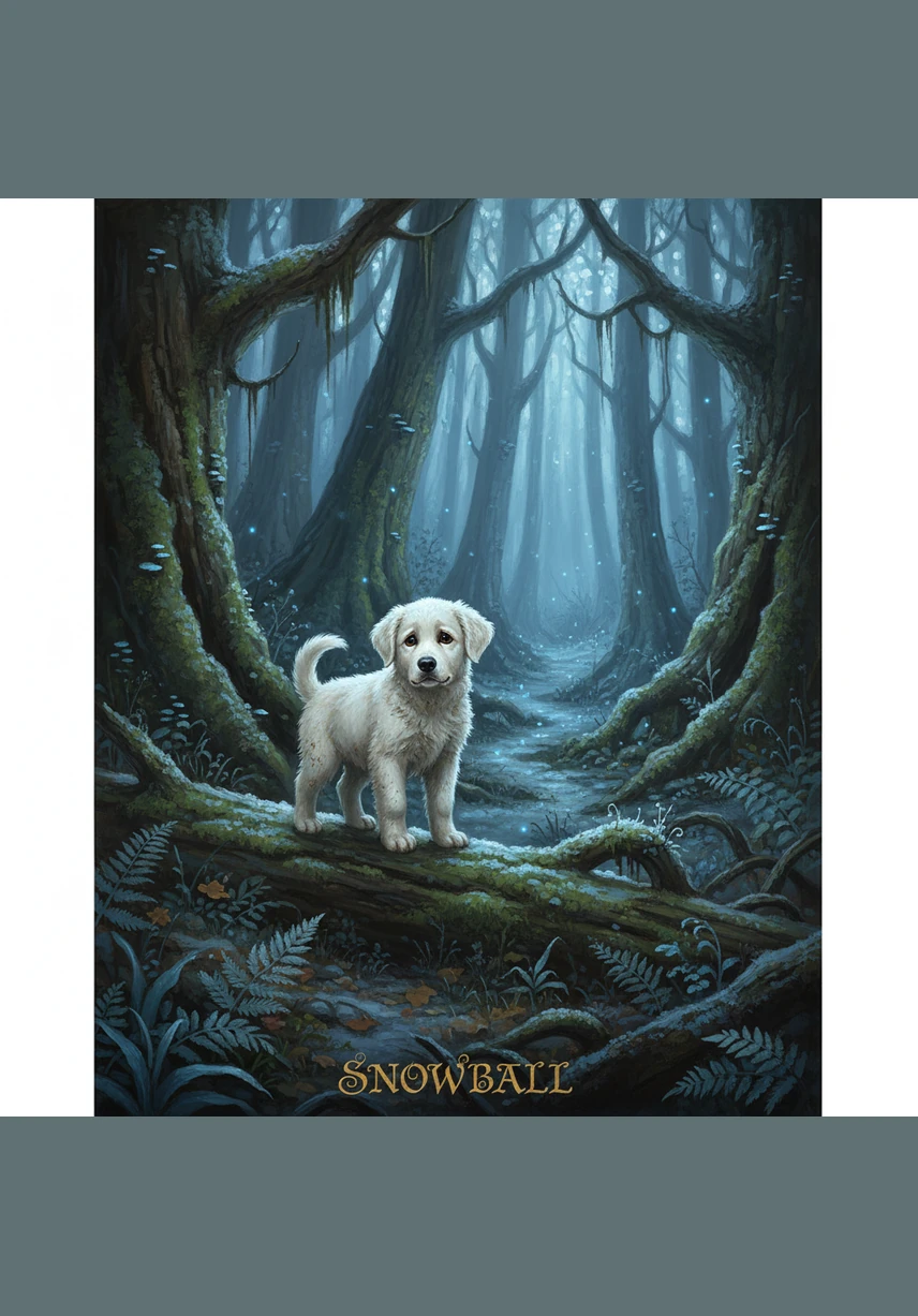 During a chaotic weekend trip, Snowball became separated from his new family and wandered deep into a vast, ancient forest. The towering pines blocked out the sun, and the air grew cold as he navigated the tangled undergrowth alone. Every snap of a twig made him jump, and his thick white coat became tangled with burrs and mud.
