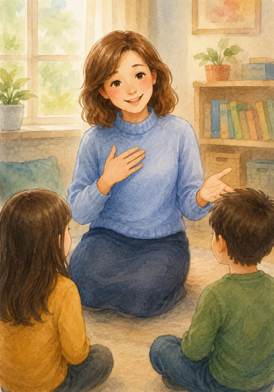 Ms. Amber gently mentions that sometimes grown-ups like parents or doctors might need to see or touch those private areas to help us stay healthy or clean. She explains that this is only for helping and should always be done with kindness and permission.