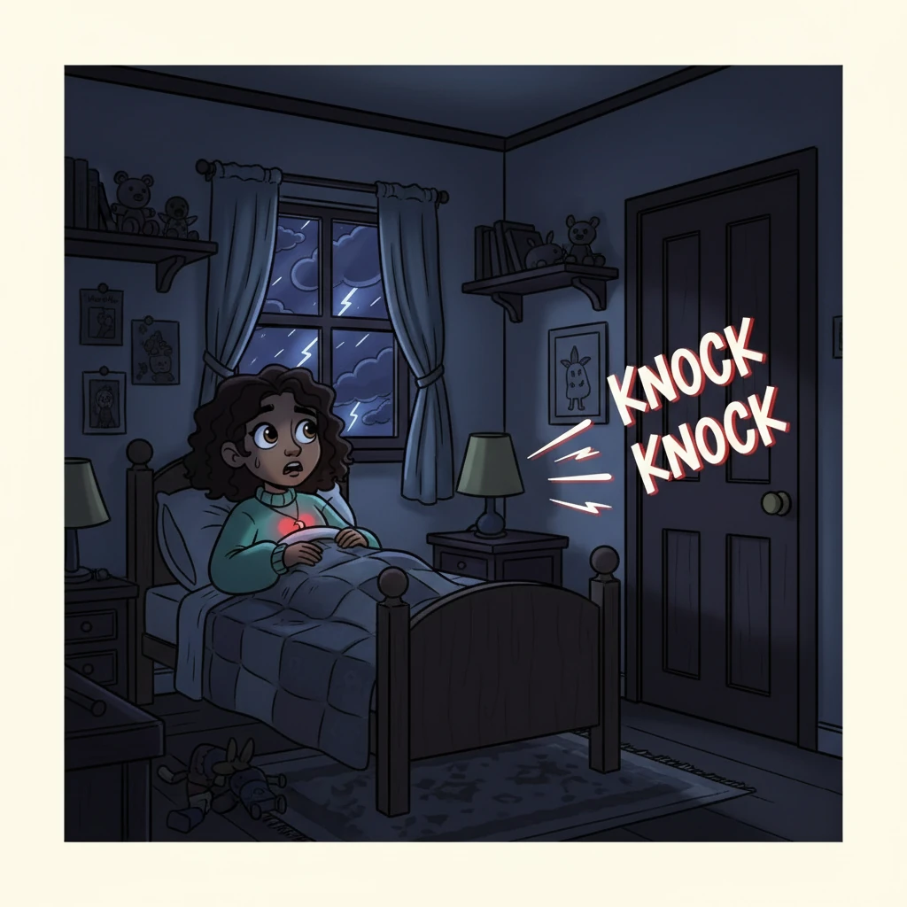 Fifteen years had passed since her mother's words, and Mira had long since dismissed monsters as childish fantasies. Yet, the persistent knocking grew louder, a chilling summons that filled the tiny space. She lay frozen in her bed, her heart pounding a frantic tattoo against her ribs, the sound amplifying the silence of the storm.