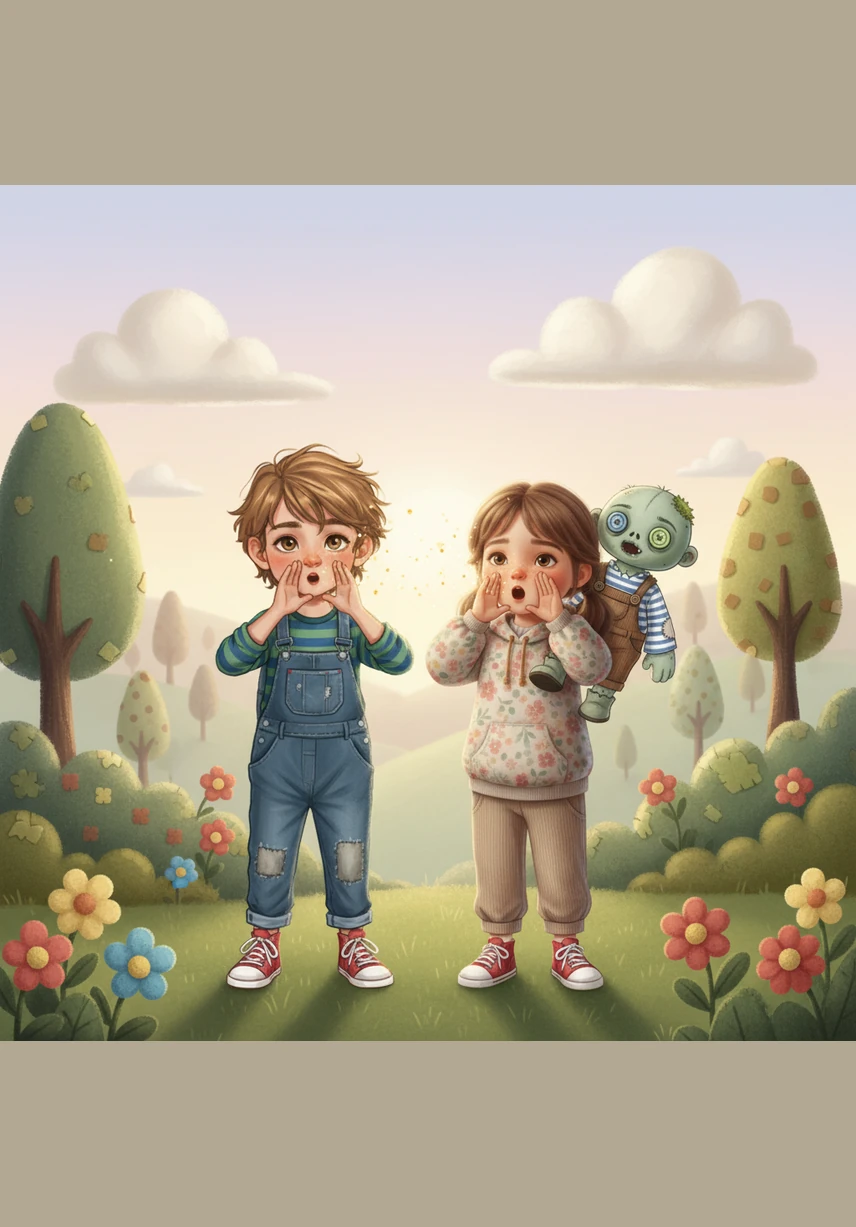 Standing together in the center of the garden, they cup their hands and call out into the shimmering air. "Prisha, where are you? We miss you!" their voices echo with hope and love.