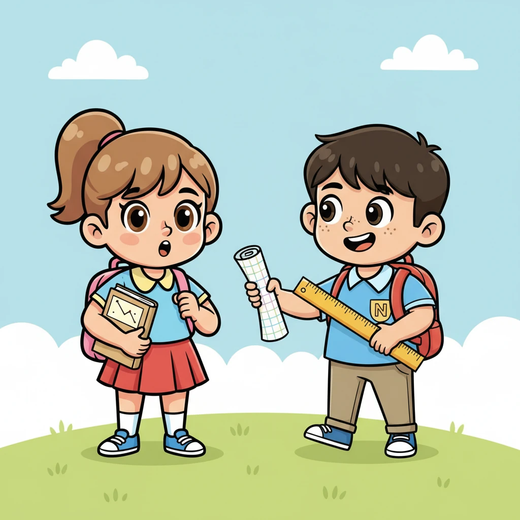 Hinali lang, may isa ka abyan nga nawong ang nagguwa! Ini si Marco, ang kaklase ni Sofia kag isa ka maalam sa math, nga may masaligon nga yuhum. Nagauyat siya sang mabulukon nga graph paper kag ruler, handa gid magbulig. Nagtulok si Sofia sa iya, nakibot apang may paglaum, samtang si Marco nagatudo sa iya libro.