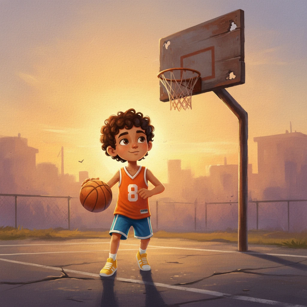 Nilko, un niño de ocho años, pasaba horas en la cancha de su barrio. Su pelota de baloncesto, ya desgastada, era su compañera fiel bajo el sol poniente. Con cada bote y cada lanzamiento, Nilko soñaba con las grandes canchas y los aplausos. El aro oxidado era testigo silencioso de su ardiente pasión.